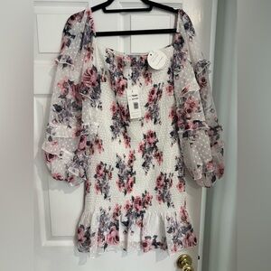 Floral Ruffle Sleeve Women's Top